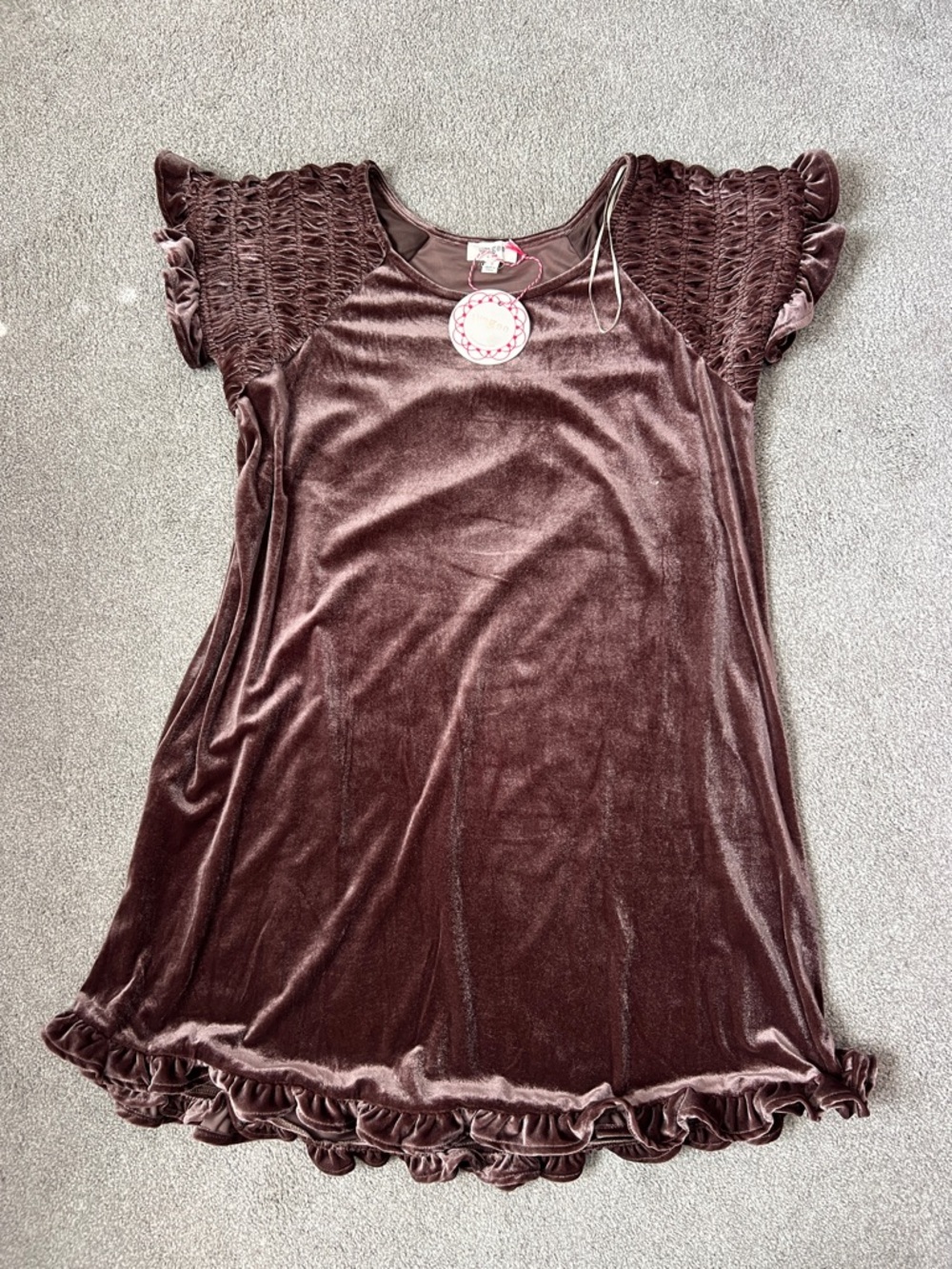 Umgee Velvet Mini Dress in Chocolate Brown